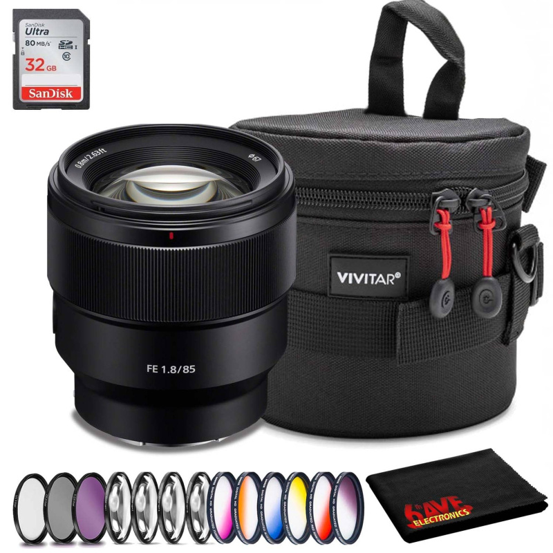Sony FE 85mm f/1.8 Lens (Intl Model) Accessory Kit Bundle