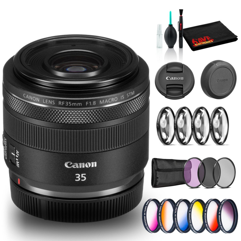 Canon RF 35mm f/1.8 IS Macro STM Lens (Intl Model) Bundle Includes Filter Kits (International Model)