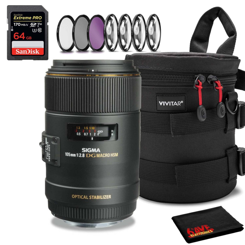Sigma 105mm Lens for Canon EF (Intl Model) (258101) Bundle (International Model)