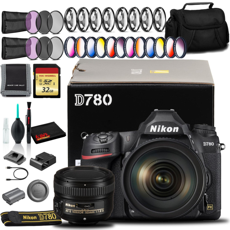 Nikon D780 DSLR Camera with 24-120mm, 50mm Lens, 32GB SD (Intl Model) Bundle