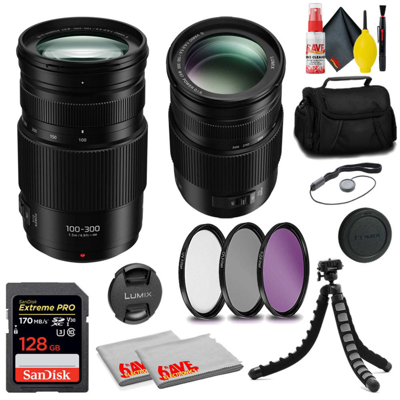 Panasonic Lumix G Vario 100-300mm f/4-5.6 II POWER O.I.S. Lens + 128GB Card MORE