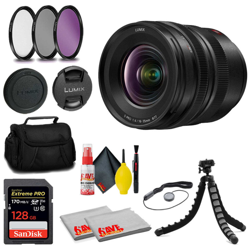 Panasonic Lumix S PRO 16-35mm f/4 Lens + SanDisk 128GB Memory Card + MORE