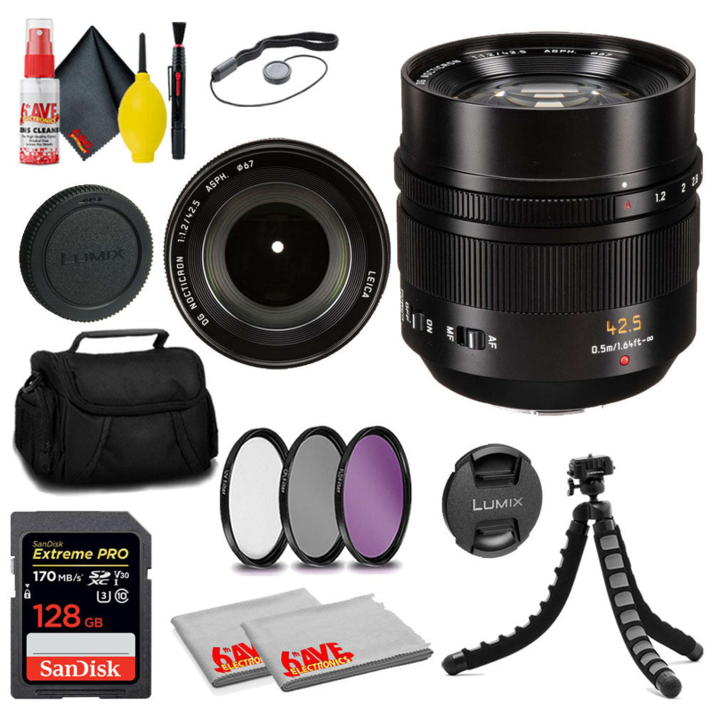 Panasonic Leica DG Nocticron 42.5mm f/1.2 ASPH. POWER O.I.S. Lens + Card + MORE