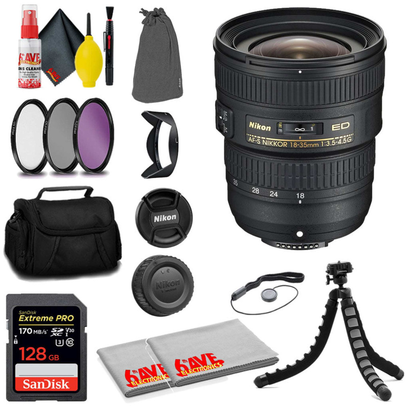 Nikon AF-S NIKKOR 18-35mm f/3.5-4.5G ED Lens (Intl Model) + MORE