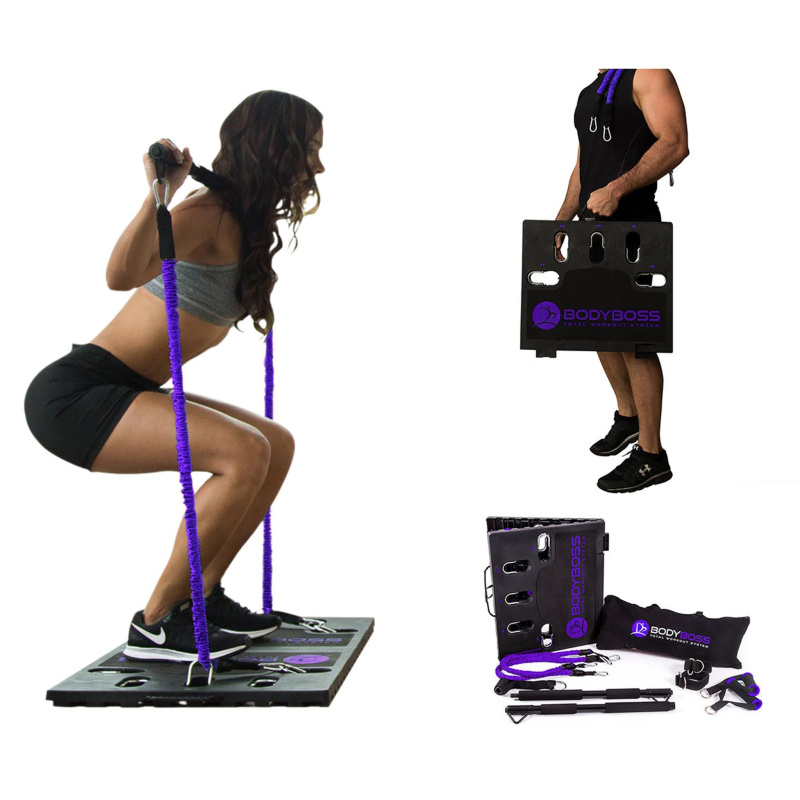 BodyBoss Home Gym 2.0 - Full Portable Gym Home Workout Package - Purple