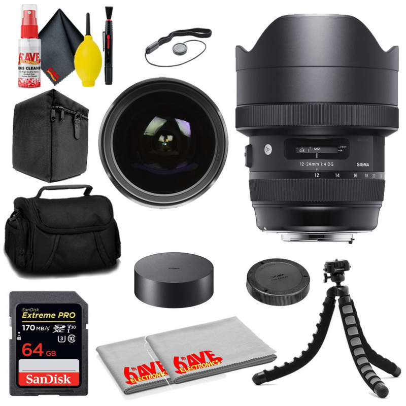 Sigma 12-24mm f/4 DG HSM Art Lens for Nikon F + SanDisk 64GB Card + MORE