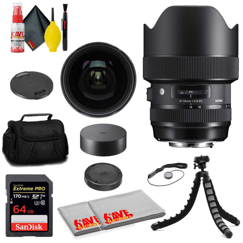Sigma 14-24mm f/2.8 DG HSM Art Lens for Canon EF + SanDisk 64GB Card + MORE (International Model)