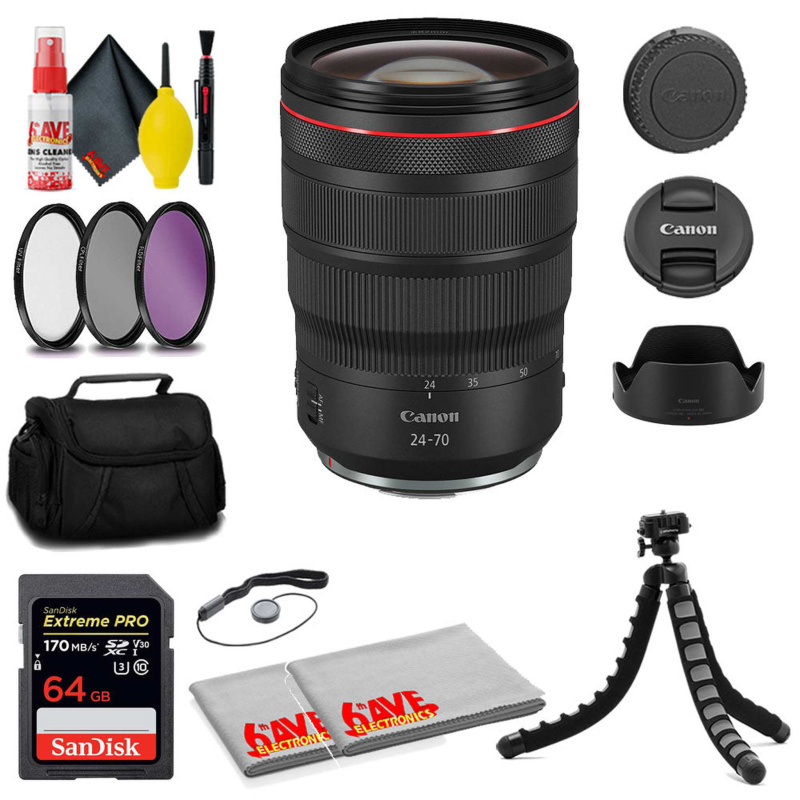 Canon RF 24-70mm f/2.8L IS USM Lens + SanDisk 64GB Card + MORE (International Model)