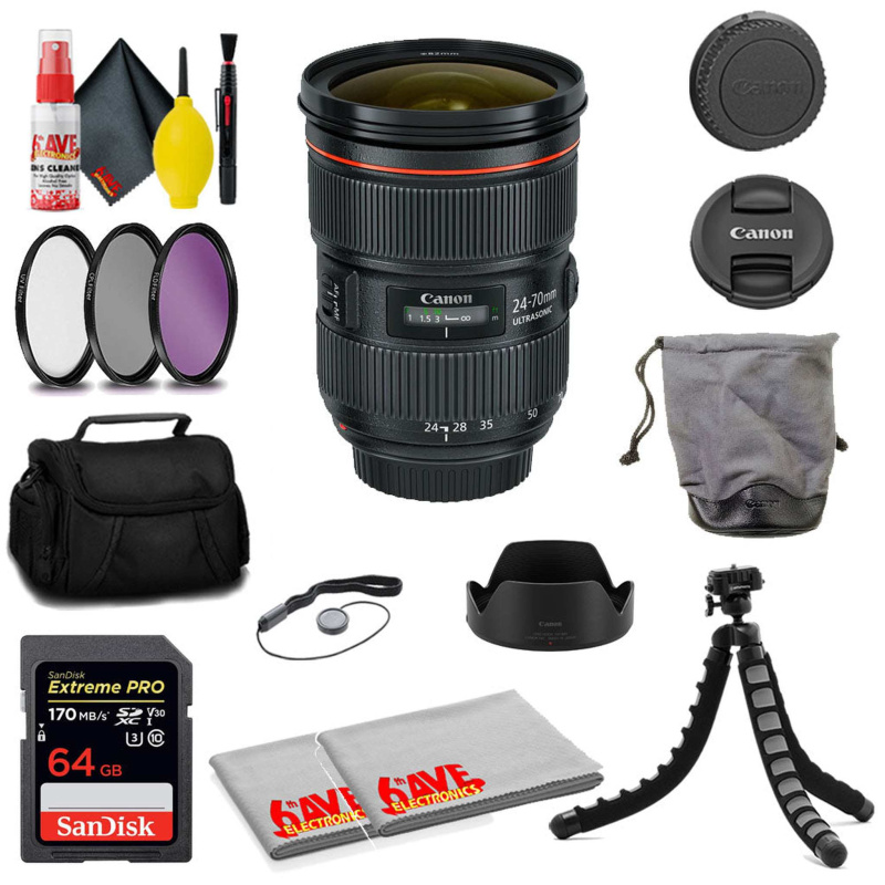 Canon EF 24-70mm f/2.8L II USM Lens + SanDisk 64GB Card + MORE (International Model)