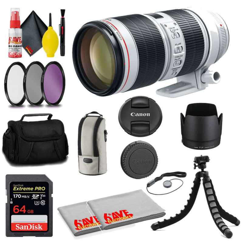 Canon EF 70-200mm f/2.8L IS III USM Lens + SanDisk 64GB Card + MORE (International Model)