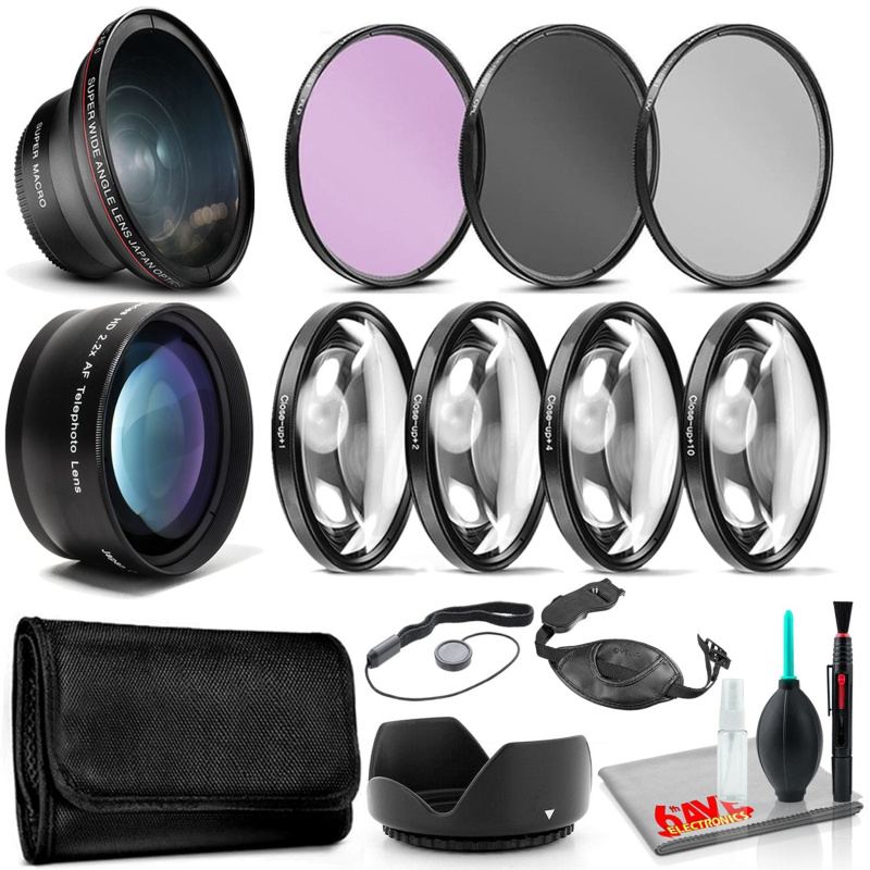 62mm Essential Accessories Includes Close Up Lens Set, Telephoto Lens Bundle