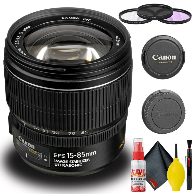 Canon EF-S 15-85mm f/3.5-5.6 IS USM Lens (Intl Model) Bundle with Filter Set (International Model)