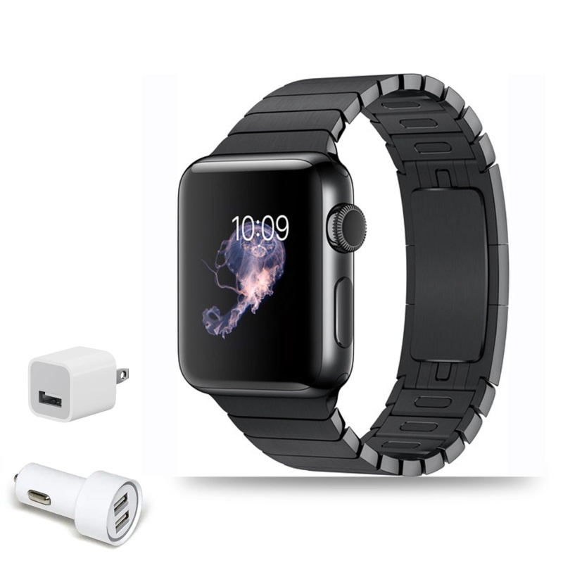 Apple Watch Series 2 38mm Smartwatch (Black) Kit USB Adapter Cube Bundle