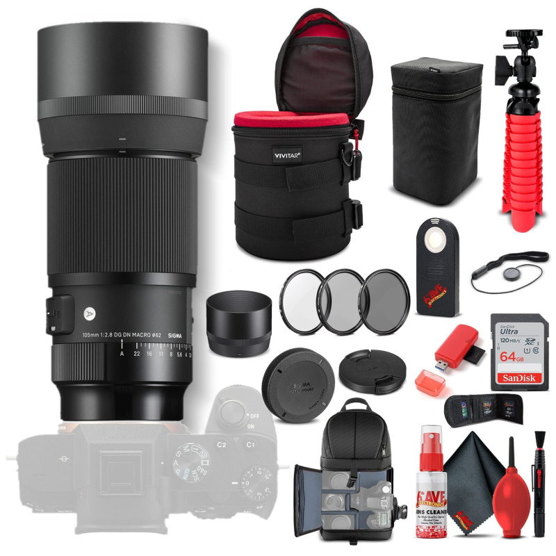 Sigma 105mm f/2.8 DG DN Macro Art Lens for Sony E (260965) Bundle