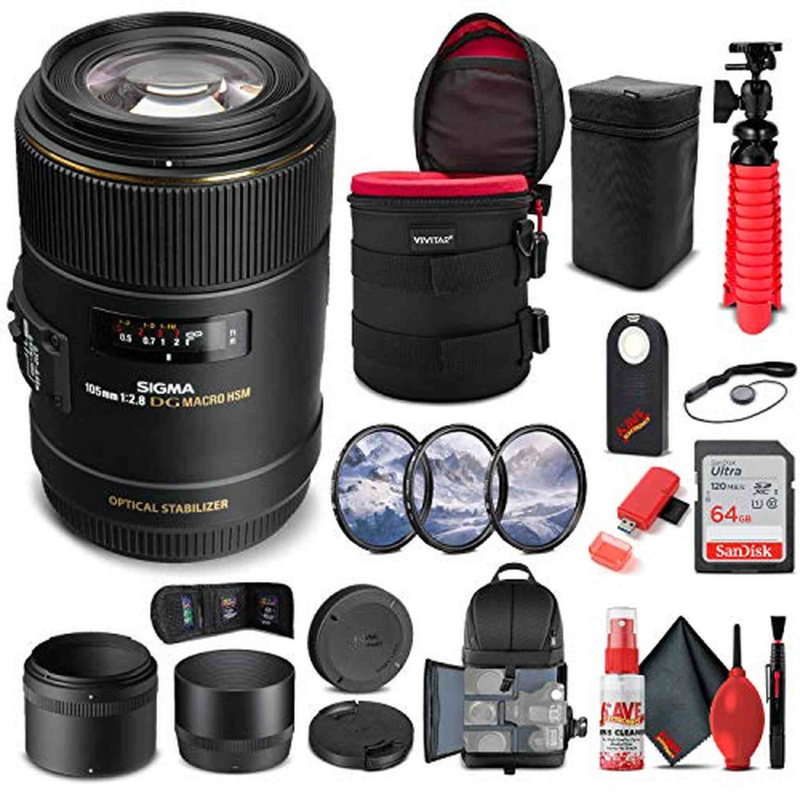 Sigma 105mm f/2.8 EX DG OS HSM Macro Lens for Canon EF (258101) Bundle (International Model)