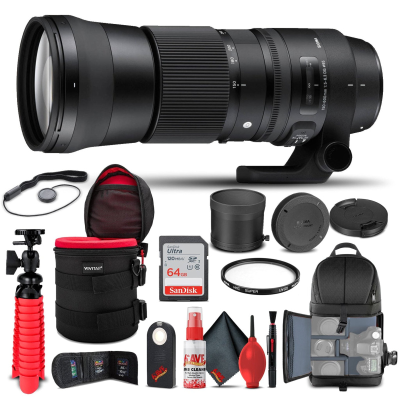 Sigma 150-600mm f/5-6.3 DG OS HSM Contemporary Lens for Canon EF (745-101) Bundle (International Model)