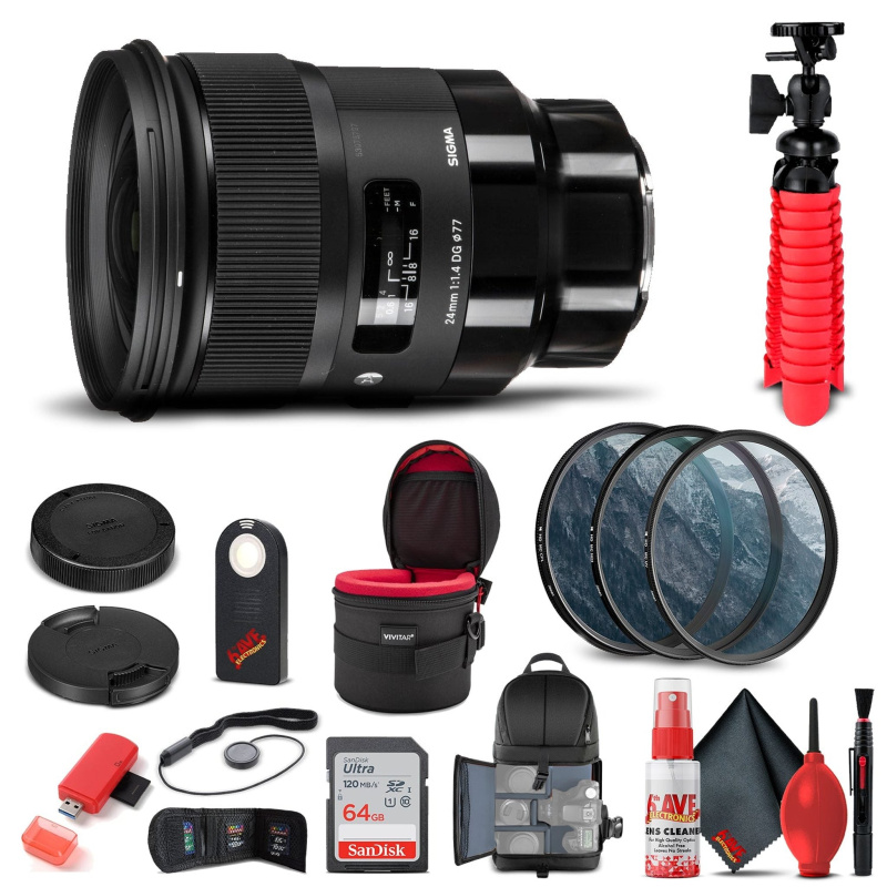 Sigma 24mm f/1.4 DG HSM Art Lens for Sony E (401965) Bundle