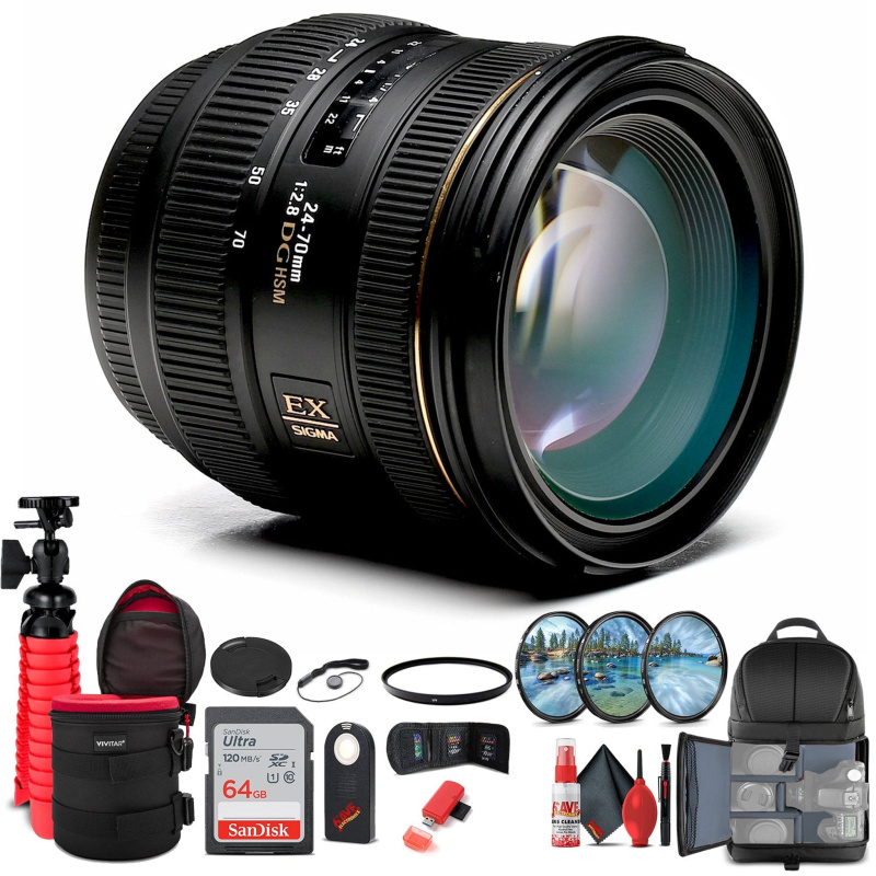 Sigma 24-70mm f/2.8 IF EX DG HSM Lens for Sony A (571205) Bundle