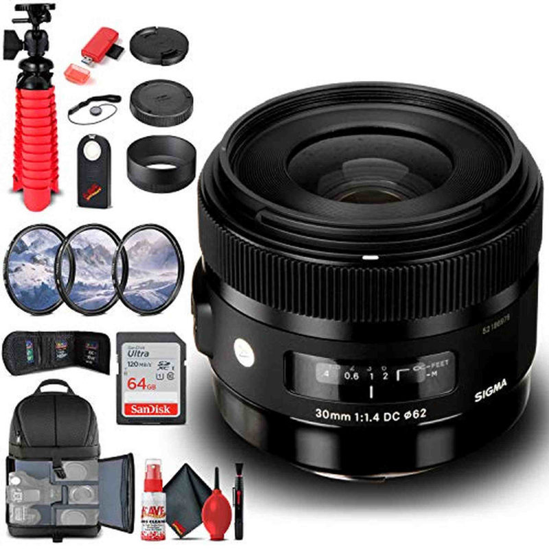 Sigma 30mm f/1.4 DC HSM Art Lens for Canon EF (301-101) Bundle (International Model)