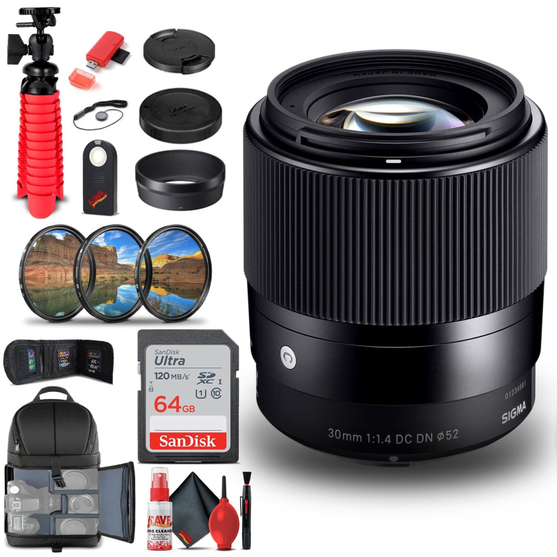 Sigma 30mm f/1.4 DC DN Contemporary Lens for Micro Four Thirds (302963) Bundle