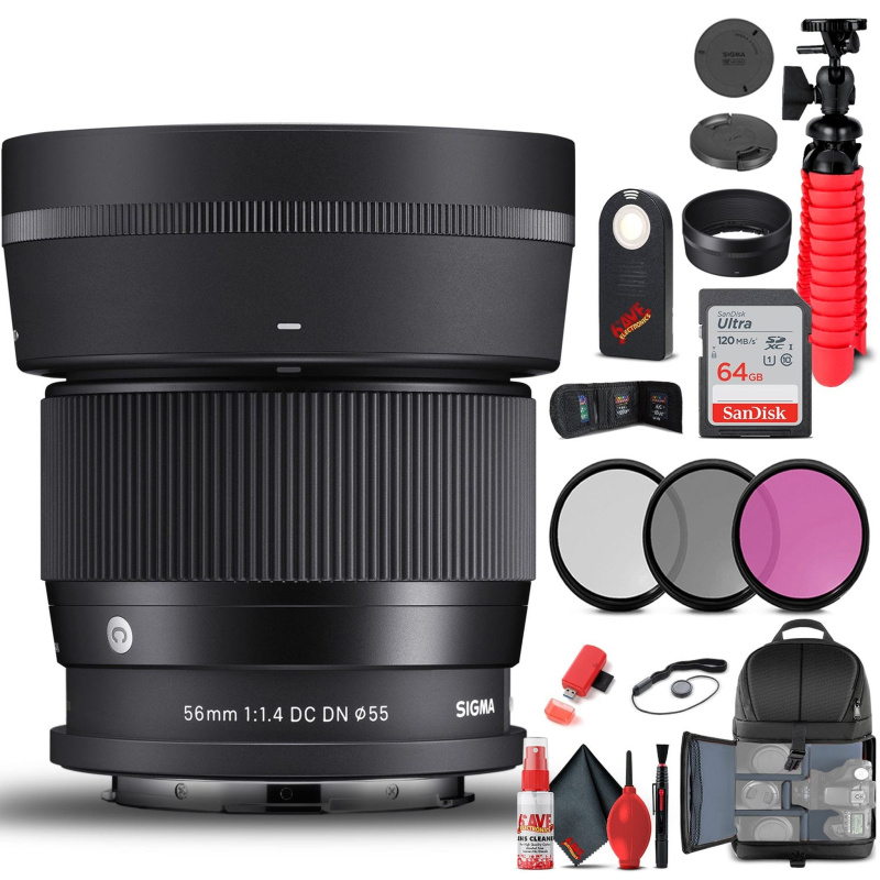 Sigma 56mm f/1.4 DC DN Contemporary Lens for Leica L (351969) Bundle