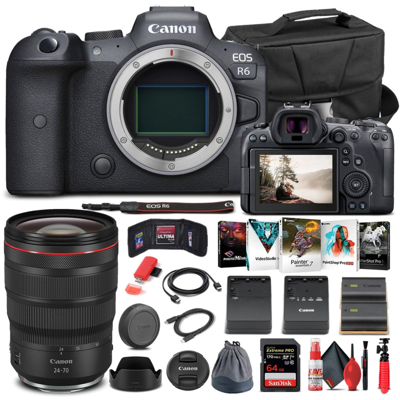 Canon EOS R6 Mirrorless Camera W/ Canon RF 24-70mm Lens - Basic Bundle (International Model)