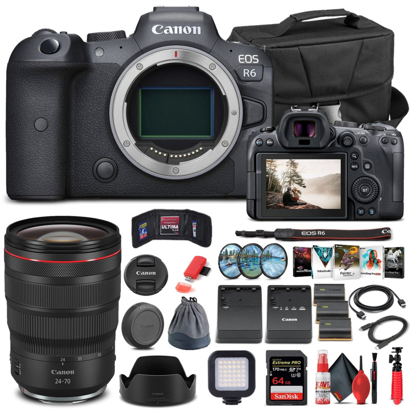 Canon EOS R6 Mirrorless Camera W/ Canon RF 24-70mm Lens - Advanced Bundle (International Model)