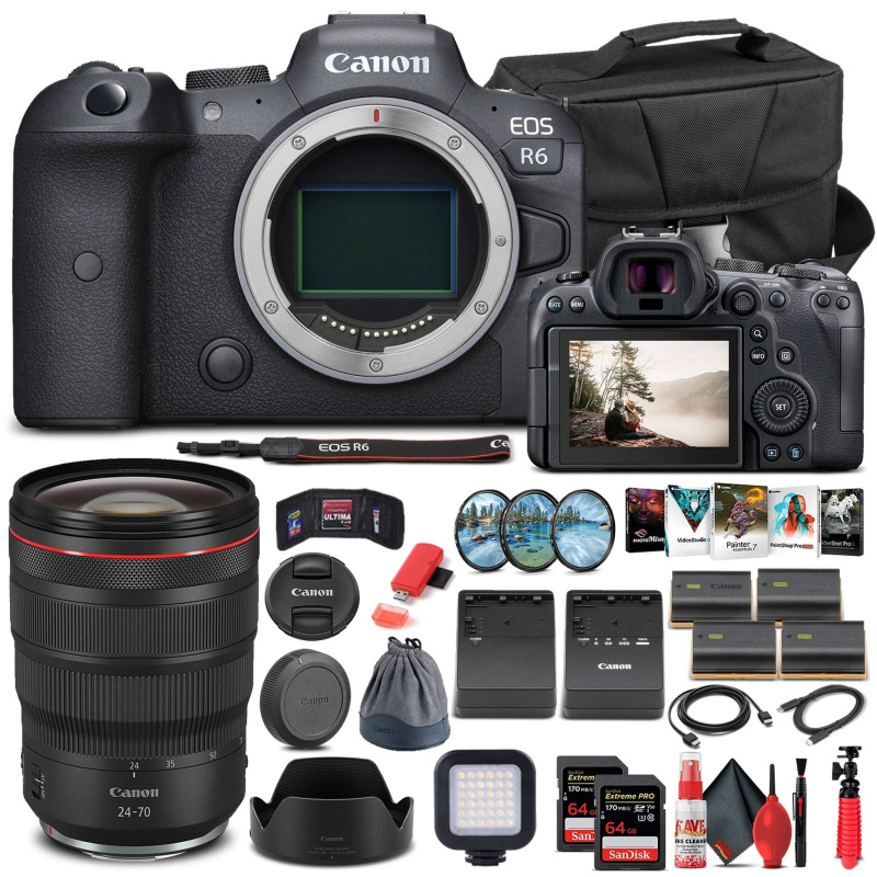 Canon EOS R6 Mirrorless Camera W/ Canon RF 24-70mm Lens - Pro Bundle (International Model)