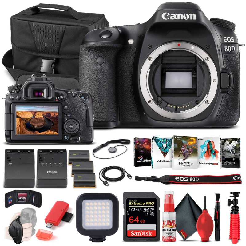 Canon EOS 80D DSLR Camera Body Only 1263C004  - Advanced Bundle (International Model)
