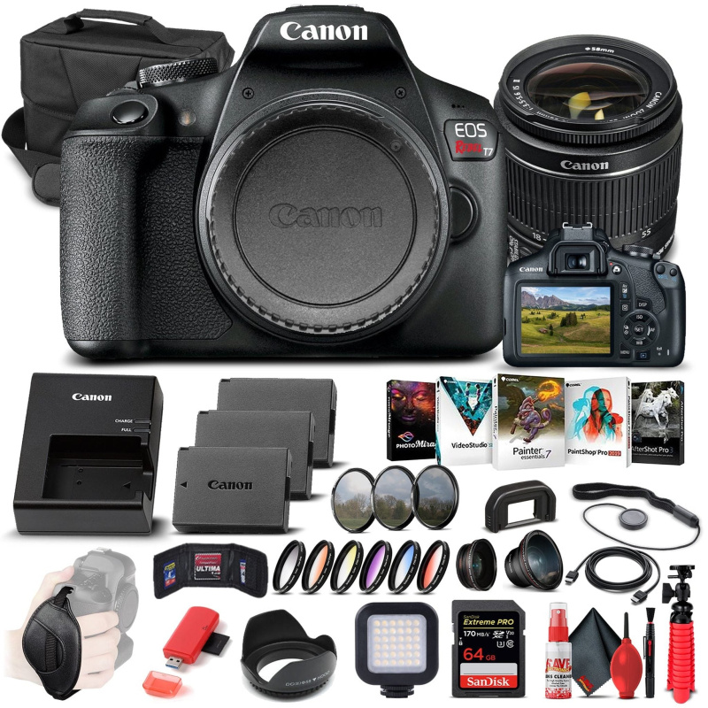 Canon EOS Rebel T7 DSLR Camera W/ 18-55mm Lens 2727C002  - Advanced Bundle (International Model)