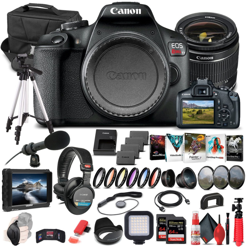 Canon EOS Rebel T7 DSLR Camera W/ 18-55mm Lens 2727C002  - Pro Bundle (International Model)