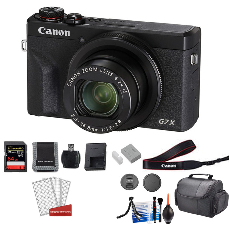 Canon PowerShot G7X Mark III Camera (Black) with 64GB Memory Card Bundle (International Model)