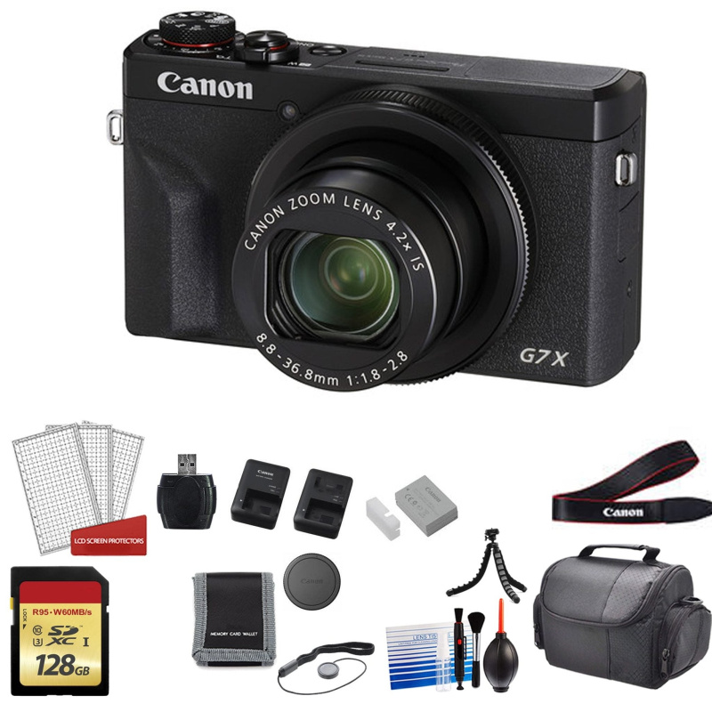 Canon PowerShot G7X Mark III Camera (Black) with 2x 64GB Memory Cards Bundle (International Model)