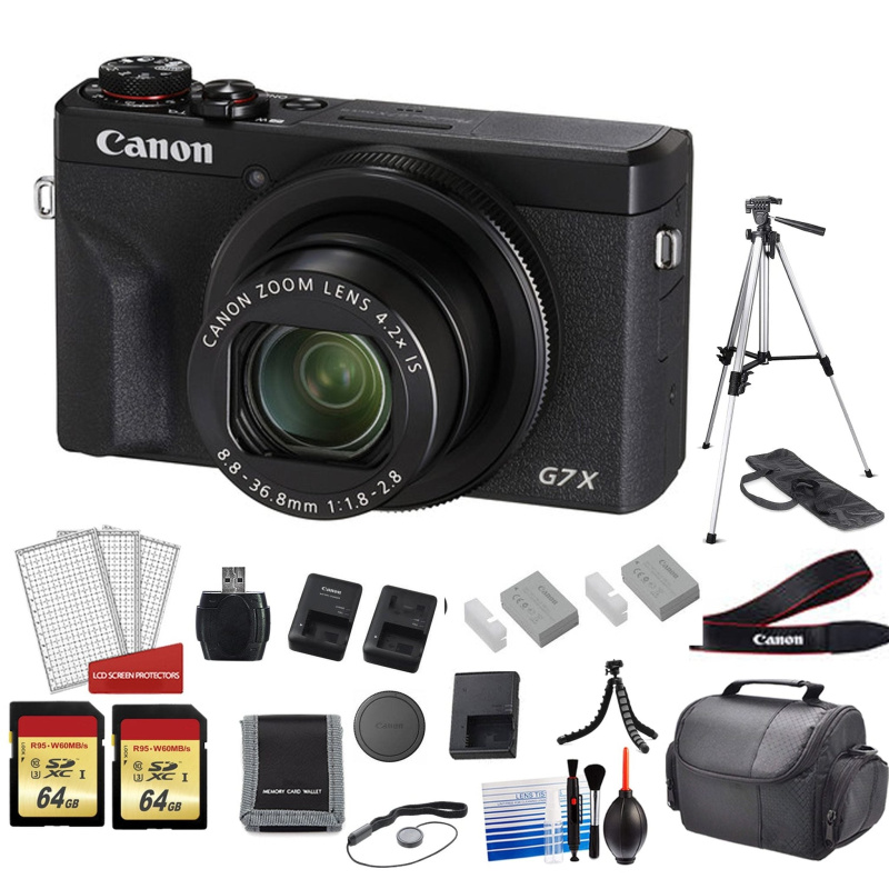 Canon PowerShot G7X Mark III Camera (Black) with 128GB Memory Card Bundle (International Model)