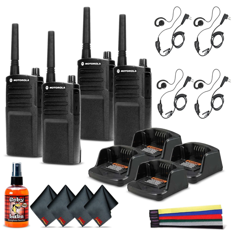 4 x Motorola RMU2040 On-Site 2-Way Radio (RMU2040) - 4 Pack With Mic  Ultimate Bundle