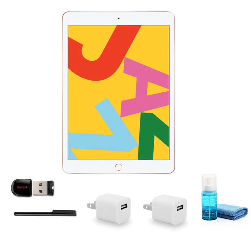 Apple 10.2" iPad (Late 2019, 128GB, Wi-Fi Only, Gold) Bundle with Cleaning Kit + More