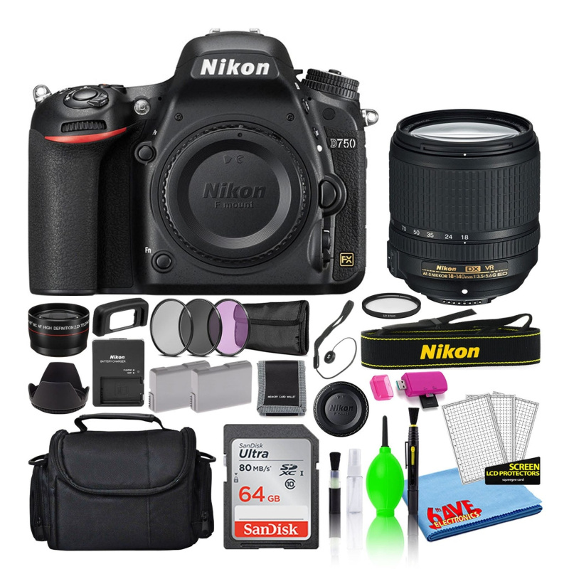 Nikon D750 Digital Camera with 18-140mm VR Lens (1581) + 64GB Card + Bag (Intl)