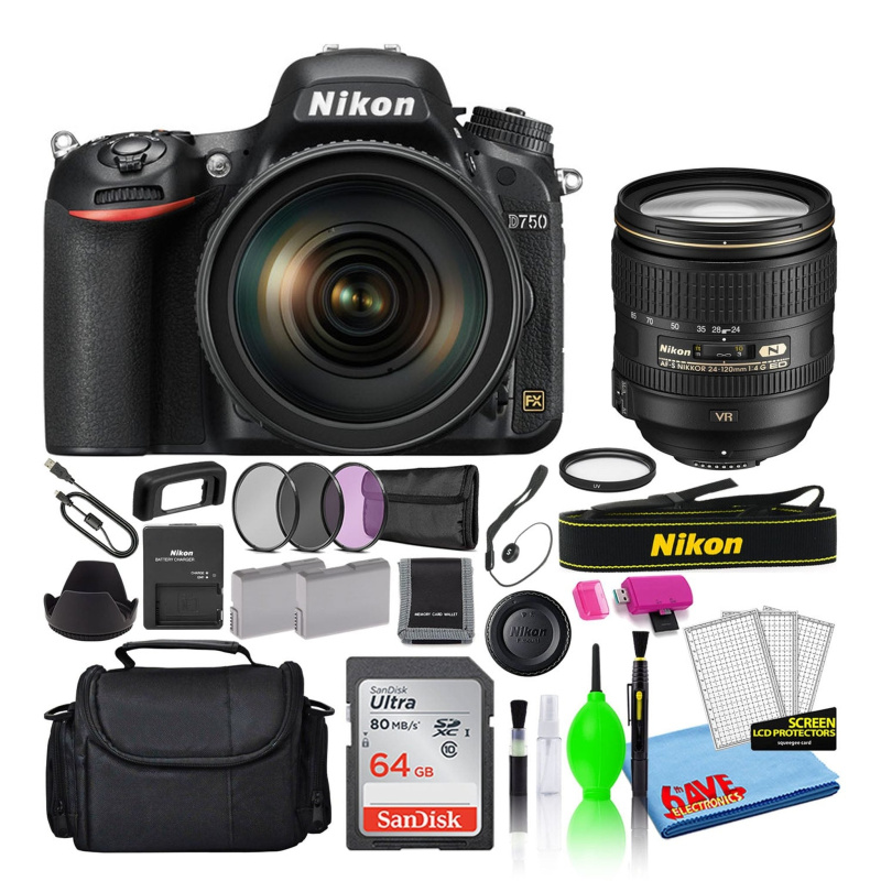 Nikon D750 Digital Camera with 24-120mm VR Lens (1549) + 64GB Card + Bag (Intl)