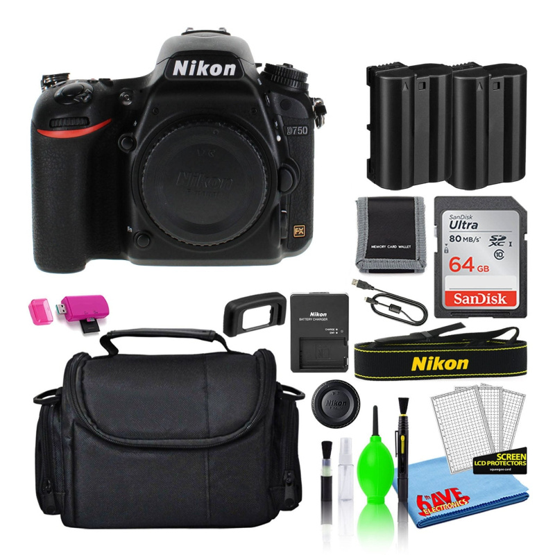 Nikon D750 Digital Camera (Body Only) (1543) + 64GB SD Card + Camera Bag (Intl)