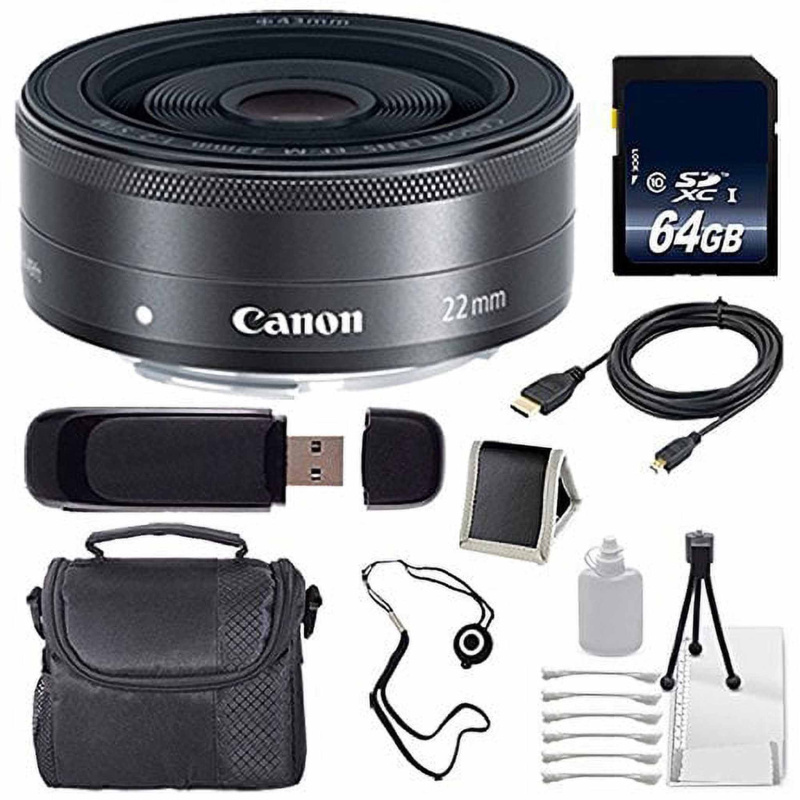 Canon EF-M 22mm f/2 STM Lens + 64GB SDXC Class 10 Memory Card 6AVE Bundle 17 (International Model)
