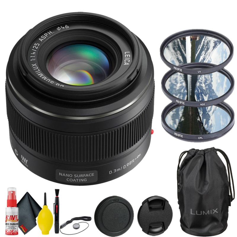 Panasonic Leica DG Summilux 25mm f/1.4 ASPH Lens + 6Ave Lens Kit Bundle