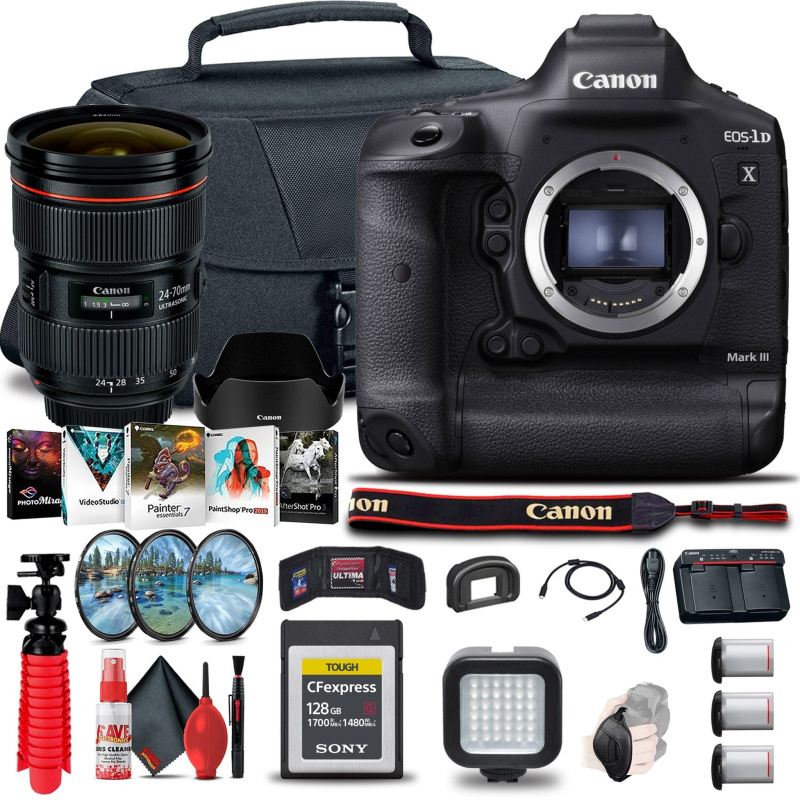 Canon EOS-1D X Mark III DSLR Camera (3829C002) + Canon EF 24-70mm Lens (International Model)
