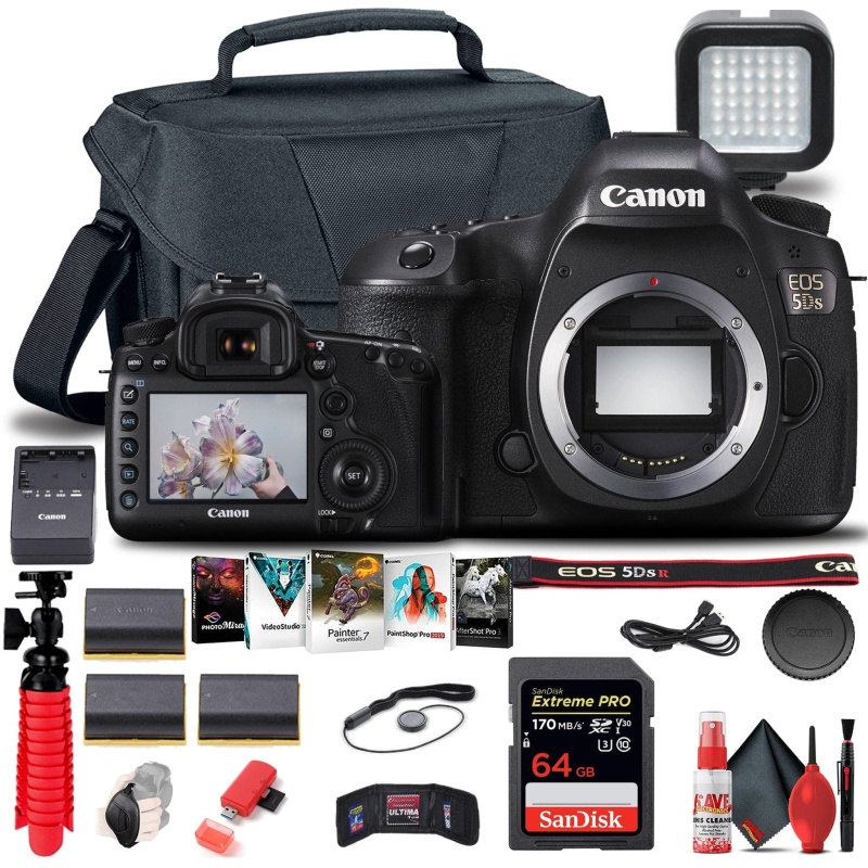 Canon EOS 5DS DSLR Camera (Body Only) (0581C002) + 64GB Card + Case + More (International Model)