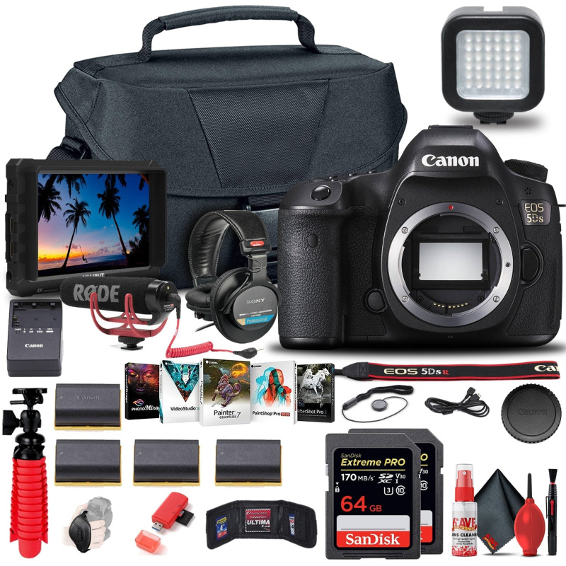 Canon EOS 5DS DSLR Camera (Body Only) (0581C002) + 4K Monitor + Pro Mic + More (International Model)