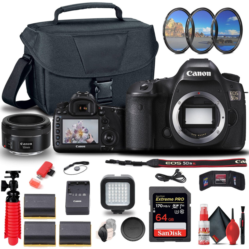 Canon EOS 5DS DSLR Camera (0581C002) + Canon EF 50mm Lens + 64GB + More (International Model)