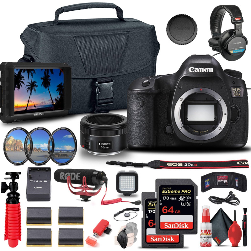 Canon EOS 5DS DSLR Camera (0581C002) + 4K Monitor + Canon EF 50mm Lens + More (International Model)