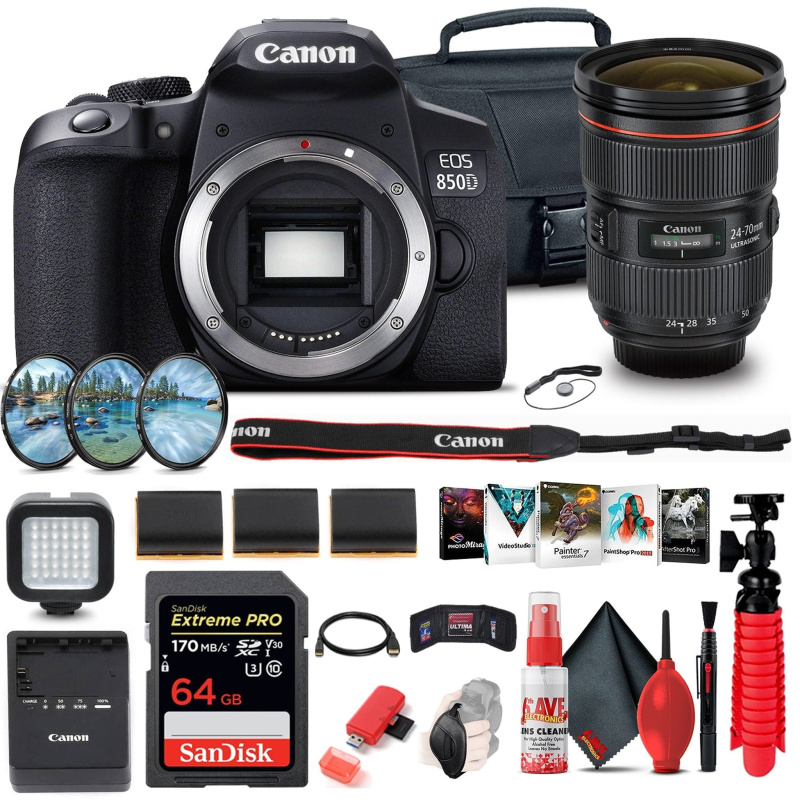 Canon EOS Rebel 850D / T8i DSLR Camera + Canon EF 24-70mm Lens Outdoor Bundle (International Model)
