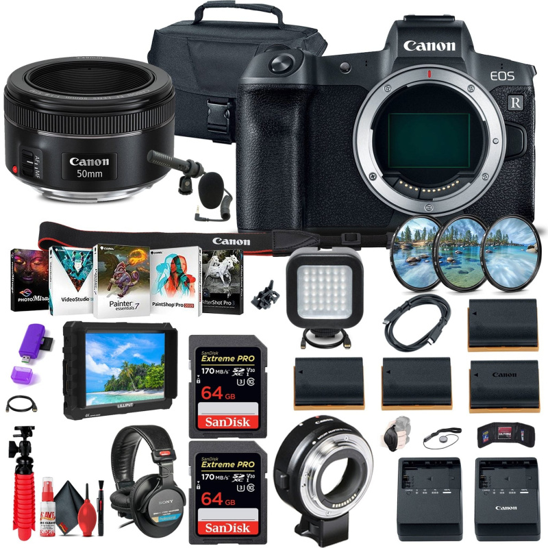 Canon EOS R Mirrorless Digital Camera (3075C002) + 4K Monitor Ultimate Bundle (International Model)