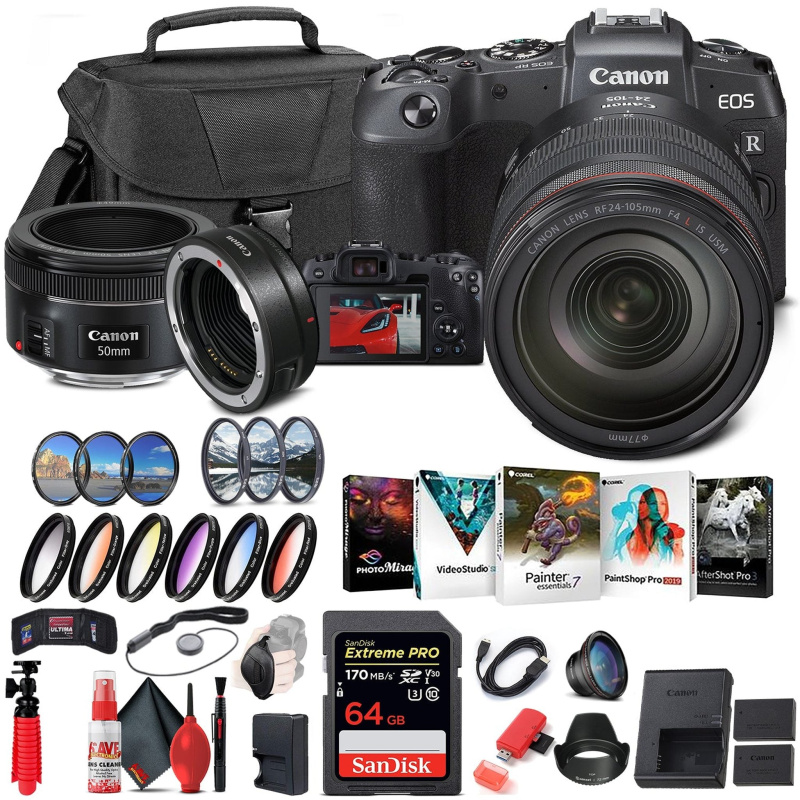 Canon EOS RP Mirrorless Camera with 24-105mm Lens (3380C012) + Canon EF Storage Bundle (International Model)