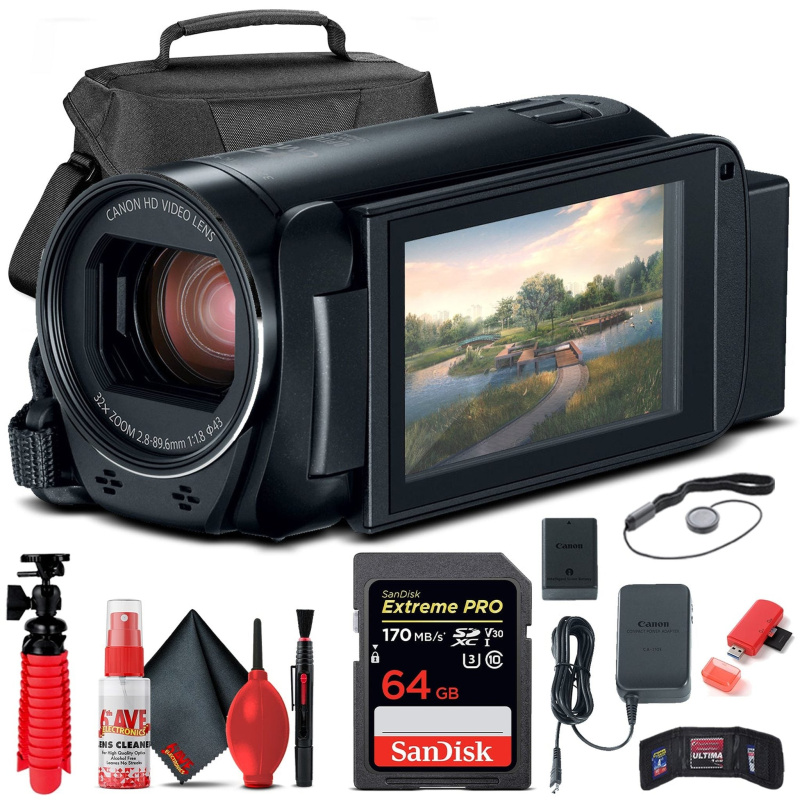 Canon VIXIA HF R800 Camcorder (Black) (1960C002) + 64GB Card + Case + More (International Model)